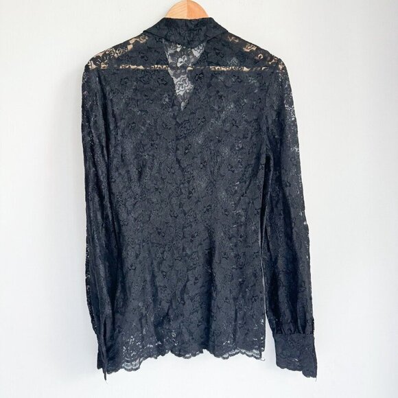 Vintage i.D Hot Couture Black Lace Goth Long Sleeve Blouse M - Picture 5 of 6